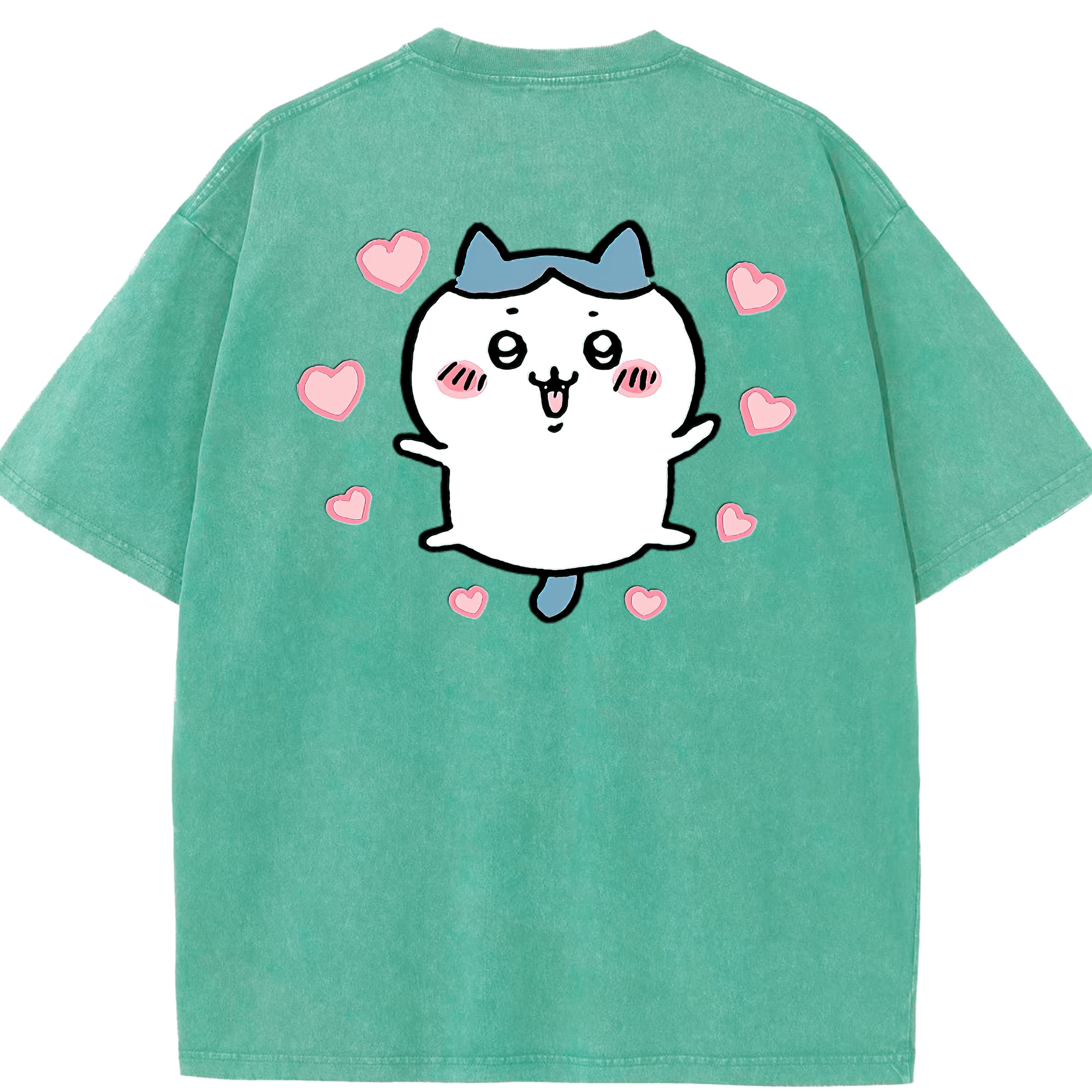 （画像用） ちいかわ ハチワレ Chii-kawa hachiware 綿100% ヴィンテージ風 半袖Tシャツ（背面プリント）